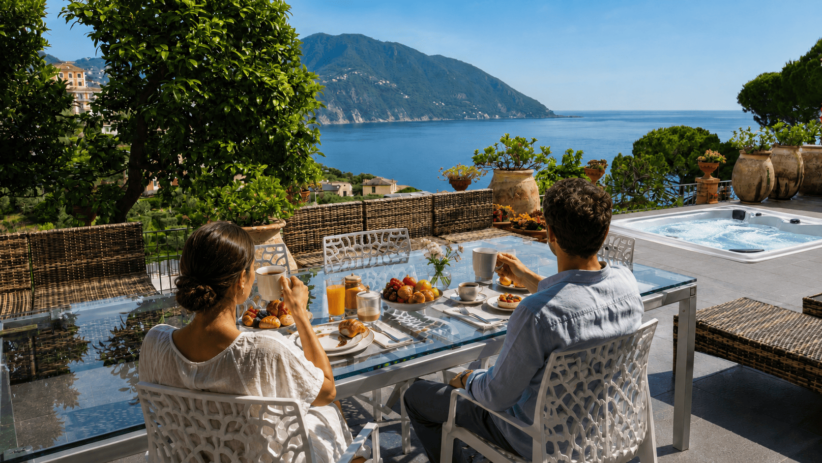 colazione in terrazza vista mare su portofino