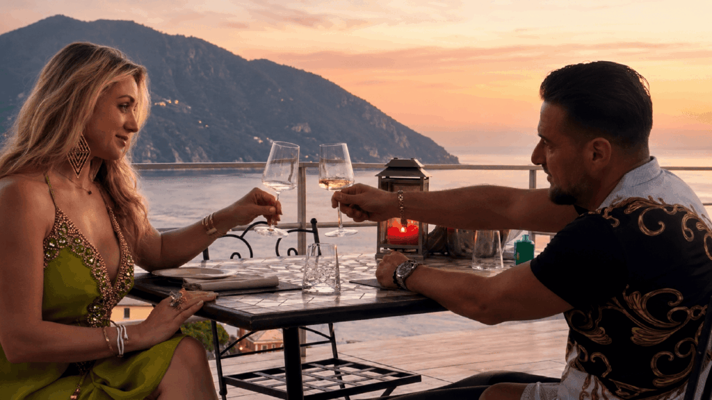 aperitif on a private terrace overlooking the sea